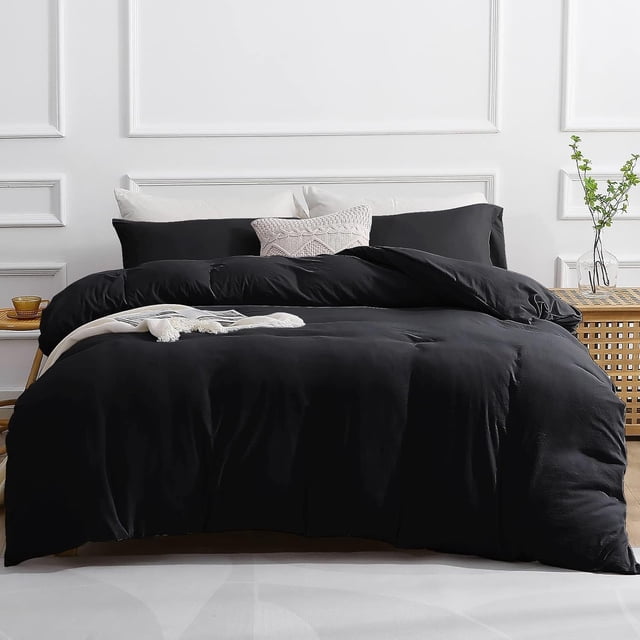 Duvet Cover Queen -Piece Prewashed Ultra Soft Queen Bedding Set - Features Zipper Closure and Corner Ties Includes Duvet Cover x Pillowcases No Comforter