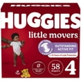thumbnail image 1 of Huggies Little Movers Baby Diapers, Giga Pack, Sizes: 3-7, 1 of 9