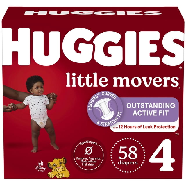 Huggies Little Movers Baby Diapers, Giga Pack, Sizes: 3-7