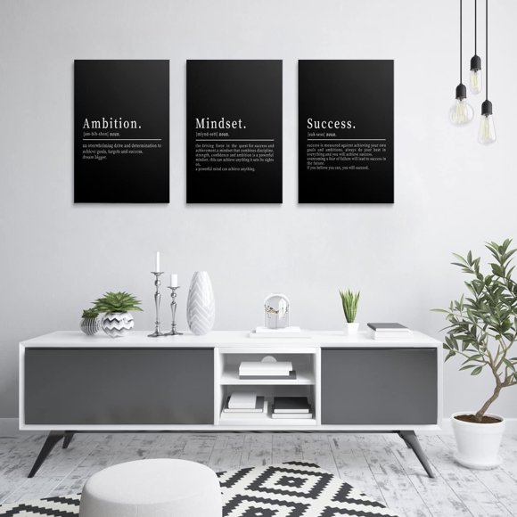 Ambition Mindset Success Office Wall Decor Black and White Quotes Motivational Art Inspirational Prints Sayings Quote Posters Positive Set of 3,12''''X16'''', 12x16 inch (30x40cm)*3 pcs