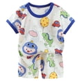 thumbnail image 1 of BOBOGOJP Pyjama 2 Doux à Manches Courtes Ensemble de Pyjama d'Été Extensible Court Vêtement de Nuit Grand (Bleu, 3-4 Ans), 1 of 6