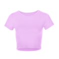 thumbnail image 4 of JIRNDf Hauts pour Femmes T-Shirts d'Été Tendance Mode Manches Courtes Mignon Court Basique Col Rond Coupe Ajustée Blouse pour Femmes Tunique Décontractée Hauts Argent P, 4 of 5