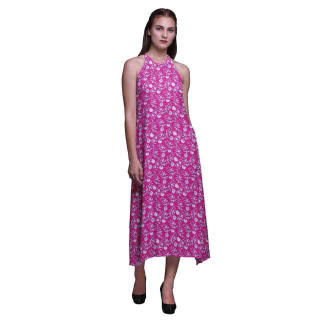 Bimba Floral Causal Long Dos Nu Licol Robe de Plage Imprimée Femmes Robe de Plage-Xxx-Large