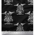 thumbnail image 1 of Soimoi Japan Crepe Satin Fabric Bird & Tree Block Print Fabric by The Yard 42 Inch Wide, 1 of 3