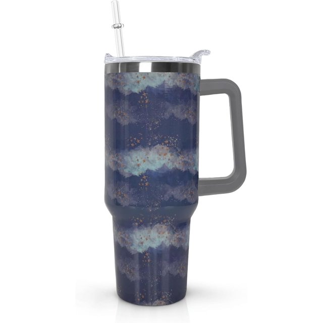 Gobelet 40 Oz avec Poignée et Paille Isolé Double Paroi en Acier Inoxydable Tasse de Voyage Boîte Cadeau Gobelet Réutilisable Tasse de Café de Voyage pour Bureau Tasse de Bière Isolée Portable pour Boissons Chaudes et Froides
