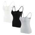 thumbnail image 1 of Timegard Camisoles pour Femmes 3 Pcs avec Soutien-Gorge Intégré Col Rond Bretelles Spaghetti Ajustées Douces Maillots de Corps Décontractés Hauts de Pyjama, 1 of 6