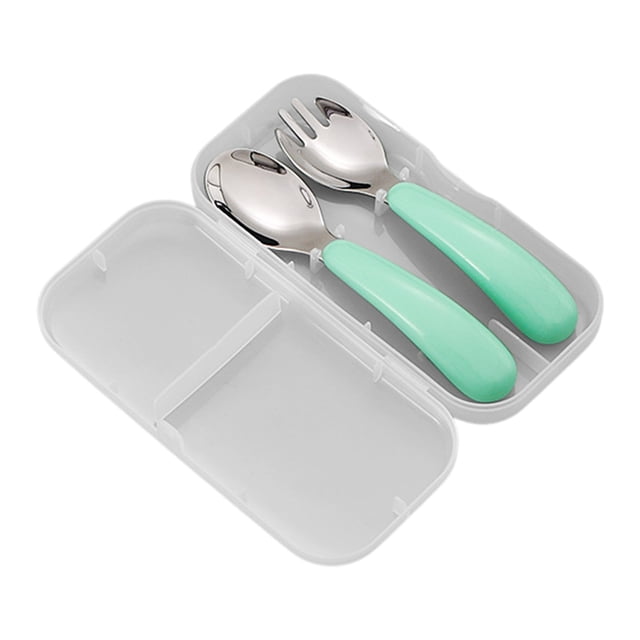 Stainless Steel Kids Travel Utensil Set, Portable Spoon Fork Training Cutlery with Case