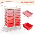 thumbnail image 4 of Costway 15 Drawer Rolling Storage Cart Tools Scrapbook Paper Office School Organizer Pink, 4 of 10