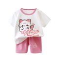 thumbnail image 1 of Birdeem Shirts for Girls Baby Summer Cute Printed Round Neck Short Sleeve Shorts Set, 1 of 12