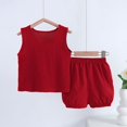 thumbnail image 1 of Gilet pour Garçons, Ensembles de Mode Garçons Décontractés Sans Manches Hauts Col Rond Col Bouton Shorts Imprimés, 1 of 3