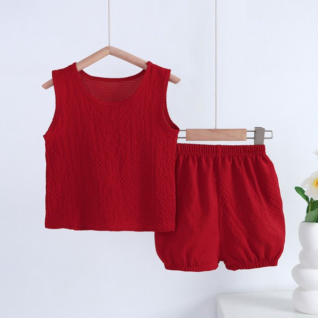 Gilet pour Garçons, Ensembles de Mode Garçons Décontractés Sans Manches Hauts Col Rond Col Bouton Shorts Imprimés