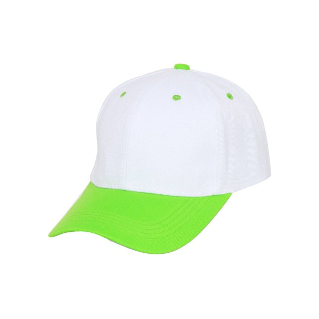 Casquette de Baseball Bicolore Ajustable, Blanc/vert Lime