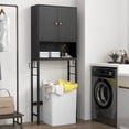 thumbnail image 4 of Costway Over The Toilet Storage Cabinet Free Standing Toilet Rack with Adjustable Shelf Black, 4 of 10
