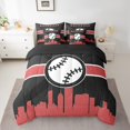 thumbnail image 2 of YST Ensemble de Douillette 7 Pcs pour Adolescents Garçons Baseball, Literie Sport Rouge et Noire, Format Double, 2 of 4