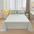 thumbnail image 2 of Gingham Washed Cotton 3-Piece Bedding Set – Flat Sheet & 2 Pillowcases – Solid Color Minimalist Bed Sheet Set for Bedroom, Holiday Gift, 2 of 5