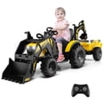 thumbnail image 1 of Gymax 3-in-1 Kids Ride On Excavator Bulldozer 12V Electric Tractor Remote w/ Trailer Yellow, 1 of 10