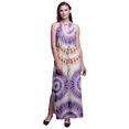 thumbnail image 1 of Bimba Robe Longue de Soirée pour Femmes Teinture sur Nœuds Imprimée à Col Ras du Cou avec Fentes Latérales et Dos Nu - Grand, 1 of 6
