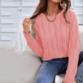 thumbnail image 2 of Chandail à Col en V pour Femmes Mode Féminine Hiver Décontracté à Boutons Col Rond Manche Chandail Uni Hauts Blouse Chandail Tricoté S-215 Rose-A S, 2 of 8