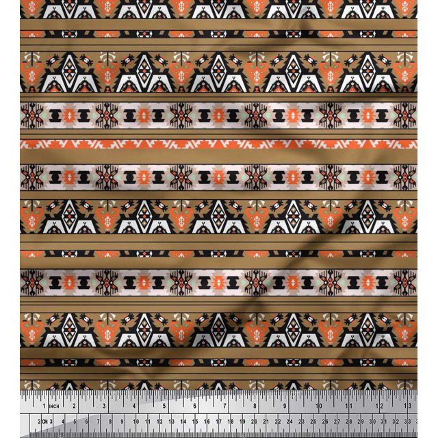 Soimoi Viscose Chiffon Fabric Aztec Southwestern Printed Fabric 1 Yard 42 Inch Wide