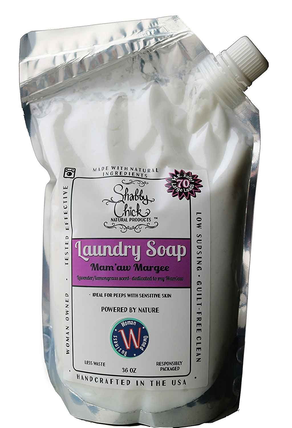 Natural Laundry Soap - Shabby Chick Natural Products - 100% Natural Laundry Detergent Alternative Made with Essential Oils (Lavender Lemongrass, 36 oz)