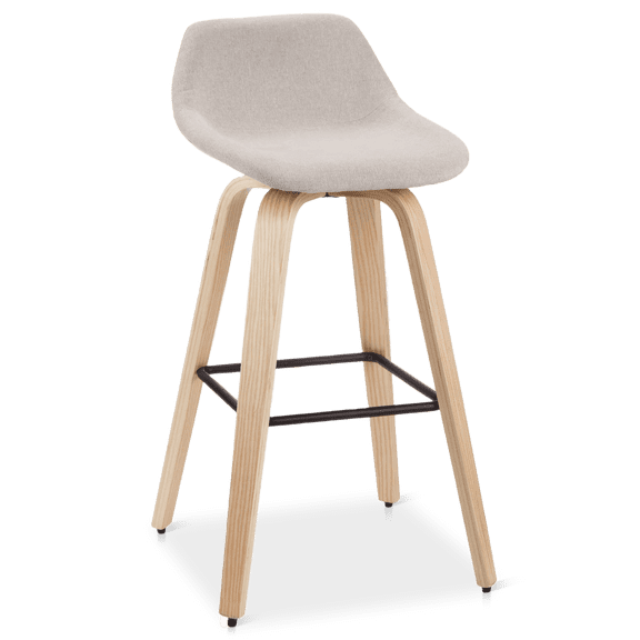 Bouclair Tabouret en Tissu Beige et Bois Naturel