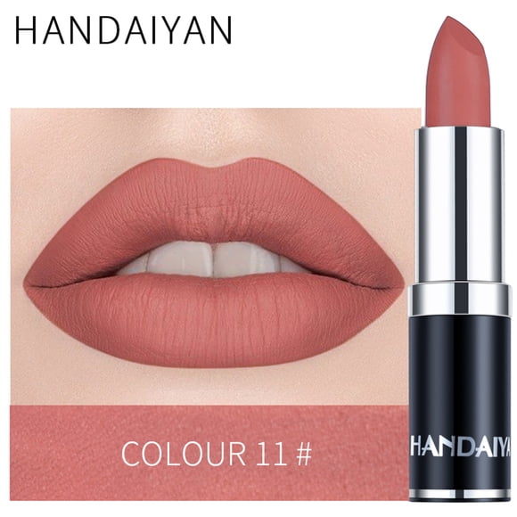 HANDAIYAN Professional Matte 12 Colors Makeup Lipstick Lips Waterproof Lipstick Long Lasting Pigment Velvet Matte Lipstick Lip Matte (11#)
