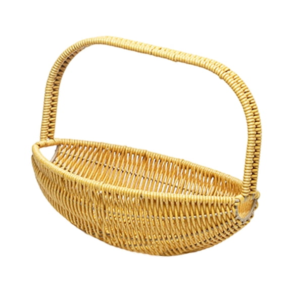 Lipstore Flower Basket Picnic Basket Handwoven Storage Basket with Handle Hand Basket for 34.5x28.5 cm