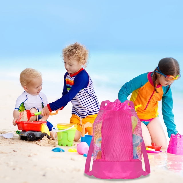 Dvkptbk Nylon Double Shoulder Net Bag Outdoor Beach Bag for Children's Beach Toys Storage Bag for Playing Sand Tools Beach Bag Large Capacity Bag Swimming