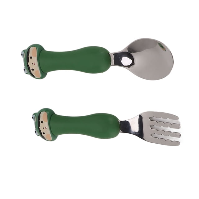 2 Pack Toddler Fork Spoon, Metal Toddler Cutlery Set Cartoon Spoon Tableware Kit Stainless Steel Forks And Spoons Comfortable To Handle Toddler Silverware With Storage Box