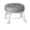 thumbnail image 1 of Grey Lightweight Wheeled Low Stool Rolling Design Durable Pu Leather Multifunctional Portable For Home Office Universal Seating #575PA, 1 of 7