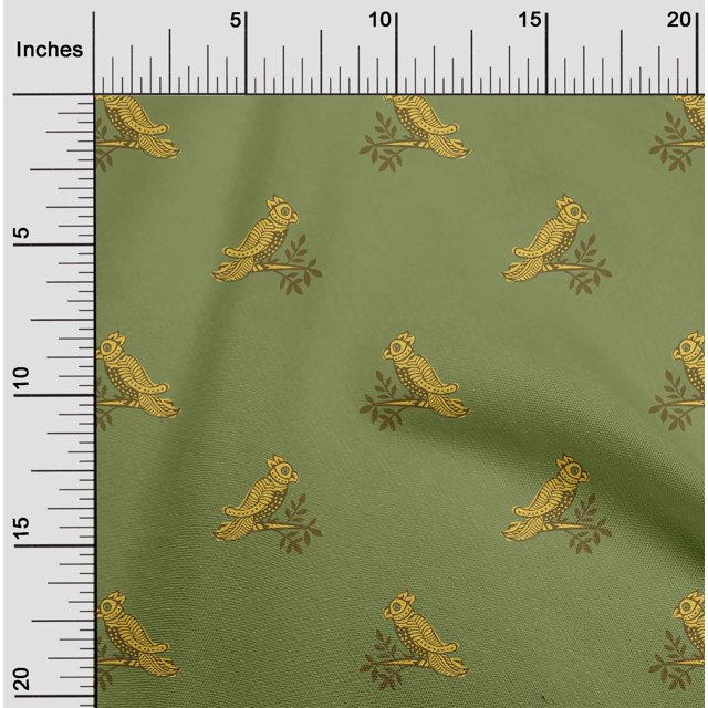 oneOone Viscose Jersey Fabric Bird Block Print Fabric By The Yard 60 Inch Wide