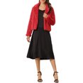thumbnail image 2 of INSPIRE CHIC Women's Notch Collar Long Sleeve Open Front Faux Fur Fluffy Cropped Jacket Red S, 2 of 6
