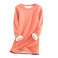 thumbnail image 1 of Chandail en Molleton Doublé Sherpa en Polaire pour Femmes, Chandail Chaud d'Hiver, Col Rond, Automne, Tunique de Détente, Rouge Melon D\'eau 2TG, 1 of 7