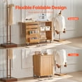 thumbnail image 3 of KFFKFF Folding Sewing Table, Multipurpose Sewing Machine Table with Compact Design, Wheels, Shelves, Storage Trays, Wooden Pegs, and Magnetic Doors, Sewing Desk Cabinet, 3 of 9