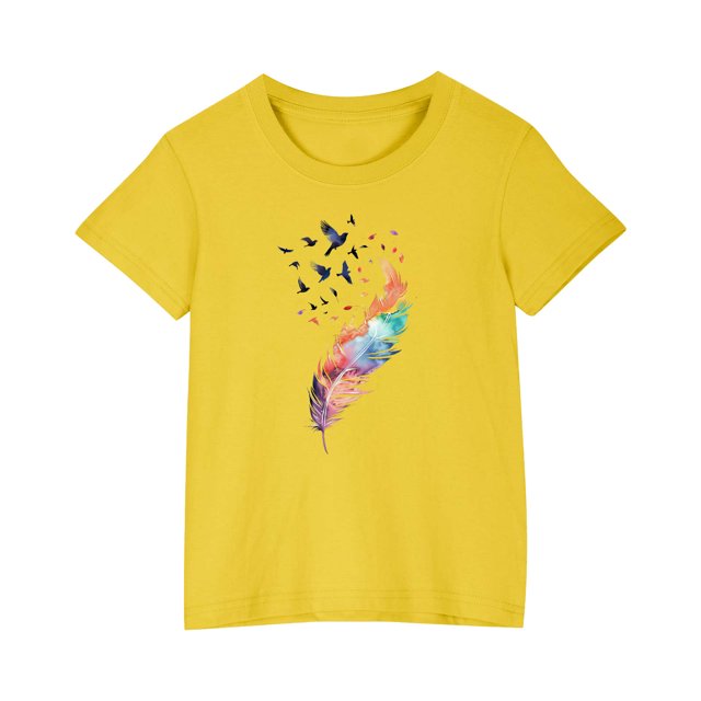 RXIRUCGD 2025 Vêtements d'Été pour Enfants T-shirt Imprimé Mode Mignon Col Rond Manches Courtes
