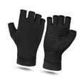 thumbnail image 3 of Arthritis Gloves, Elastic Copper Arthritis Gloves Non Slip Open Fingertip Black Exquisite Stitching  For Writing, 3 of 8