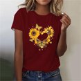 thumbnail image 2 of KIHOUT Nouveau Haut de Mode d'Été pour Femmes 2025, Haut Décontracté à Imprimé Floral pour Dames à Manches Courtes et Col Rond Rouge G, 2 of 4