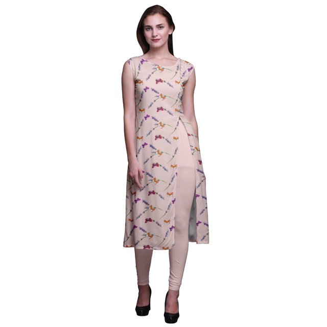 Bimba Printed Side Slit Straight KurtisForWomen Sleeveless Summer Kurta