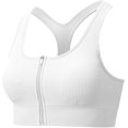 thumbnail image 4 of ylioge Sports Bras for Women Front Closure Zipper High-Impact Ribbed Wireless Push-Up Stretchy Racerback Solid Comfort Workout Underwear Bralettes, 4 of 4