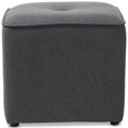 thumbnail image 3 of Baxton Studio Corinne Pouf Carré de 16 Pouces en Gris Foncé, 3 of 6