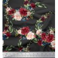 thumbnail image 3 of Soimoi Gray Cotton Cambric Fabric Ranunculus & Penoy Floral Print Print Fabric by the Yard 42 Inch Wide, 3 of 3