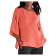thumbnail image 2 of Pisexur Hauts d'Été Décontractés en Coton pour Femmes Manches 1/2 Col Rond T-shirts Doux Confortables Mode Fluide Blouses Amples Classiques, 2 of 9