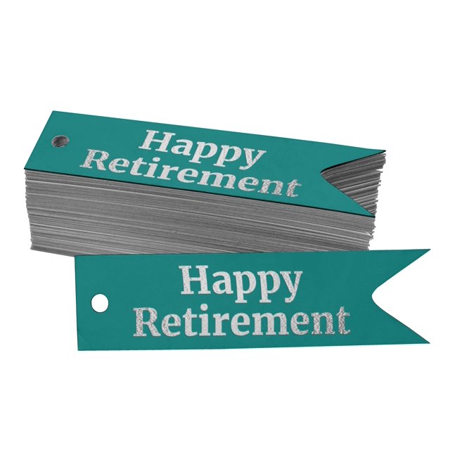 Inkdotpot Pack Of 100 Happy Retirement Favor Paper Tags Craft Real Silver Foil Hang Tags