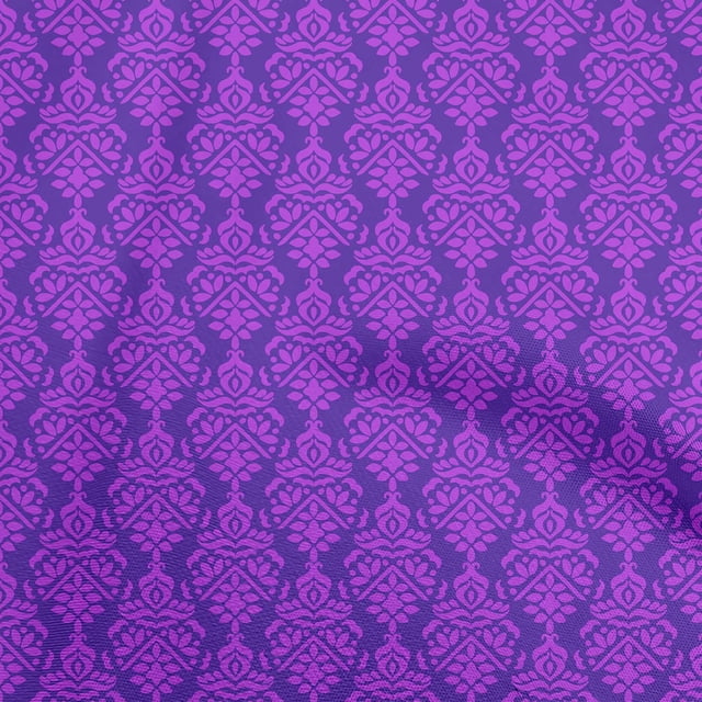 oneOone Velvet Purple Fabric Damask Craft Projects Decor Fabric Printed By The Yard 58 Inch Wide