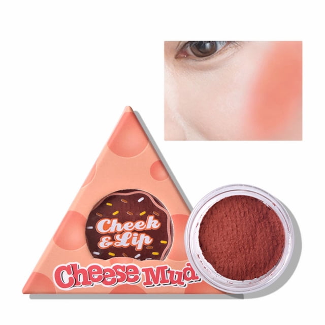 Ice Jelly Powder Blusher Mud Lip Mud Dual Use Cheese Design Powder Blusher Lasting Makeup Does Not Fade, Makeup White Blusher