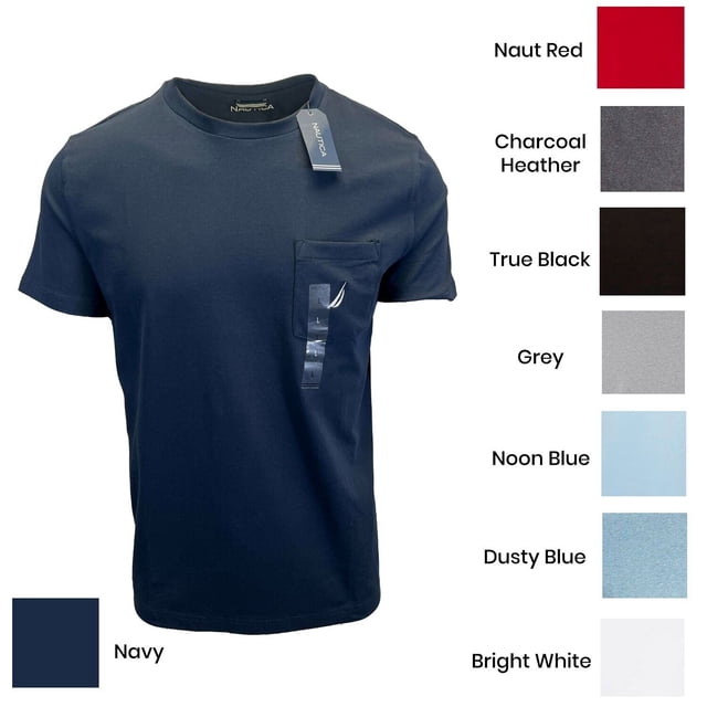 Nautica Men's T-Shirt Solid Crew Neck Short Sleeve Pocket