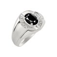 thumbnail image 4 of RYLOS Sterling Silver Ring 8X6MM Oval Gemstone & Diamond Unisex Rings Onyx October Birthstone Ring Size 7, 4 of 7