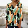 thumbnail image 1 of T-Shirt à Manches Courtes à Imprimé Floral Top Dames Bleu L, 1 of 5