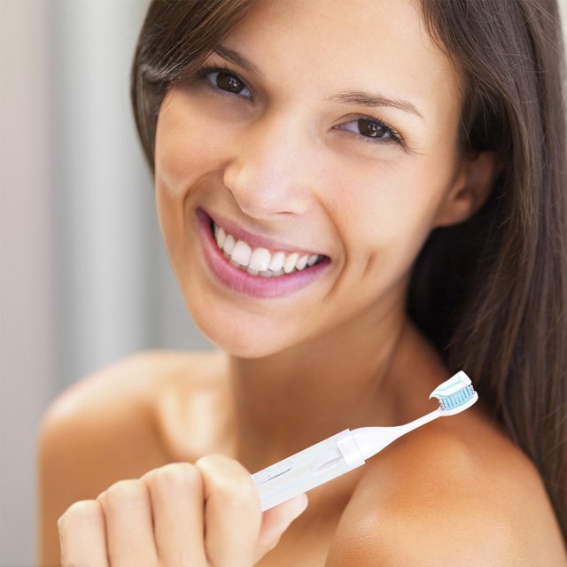 Sentmoon Up to 90% Off Portable Toothbrushes Travel Toothbrush Kit featuring a foldable, lightweight design with a built-in travel toothpaste case. The toothbrush is shown in use, highlighting its compact and portable nature, ideal for travel, camping, and business trips. Made of durable PP material with soft bristles for gentle and thorough cleaning. Includes a ventilated case for hygiene and quick drying.