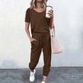 thumbnail image 2 of Yuyuzo Womens Workout Sets 2 Piece Short Sleeve Crew Neck T-Shirts Drawstring Jogger Pants with Pockets, 2 of 5